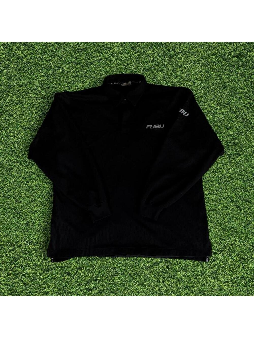 Y2K Vintage FUBU Black Embroidered Long Sleeve Shirt Fits XL